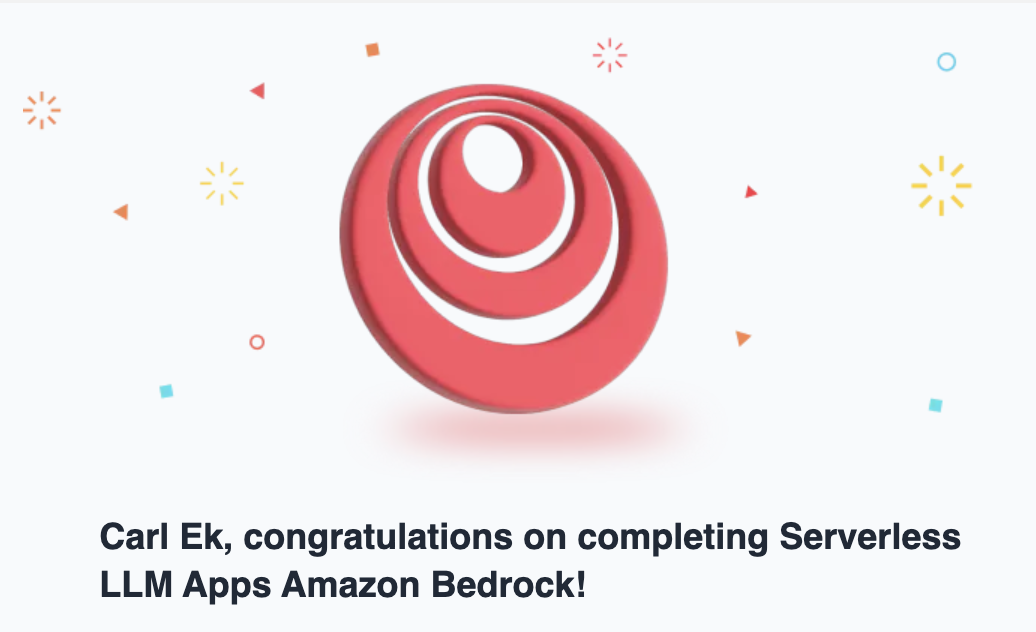 Serverless LLM Apps with Amazon Bedrock certificate